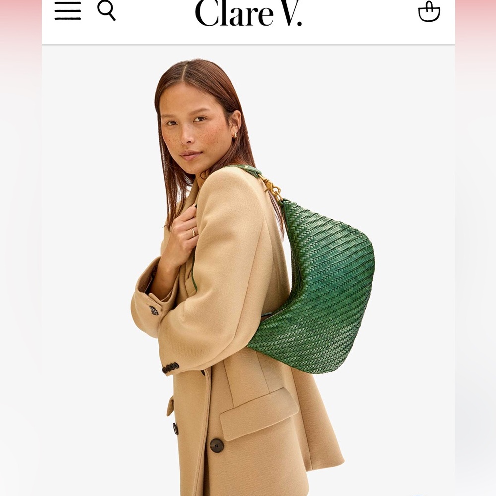 Clare V Moyen Messenger, evergreen Woven NEW!